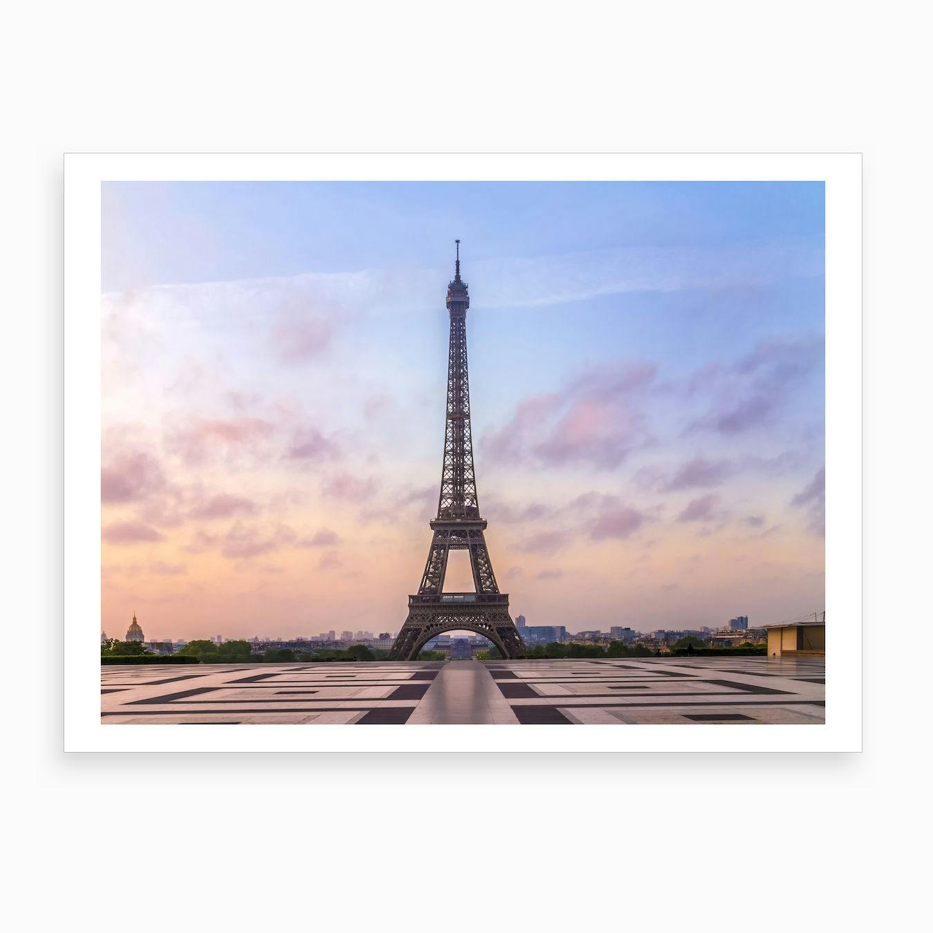 Eiffel Tower Dawn Artwork Print graphic regarding Printable Pictures of the Eiffel Tower named Eiffel Tower Dawn Artwork Print